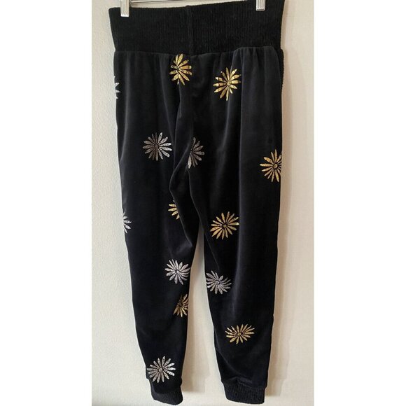 Splendid X Margherita Velluto Daisy Size Small Sweatpants Black Velvet Velour - Picture 2 of 5